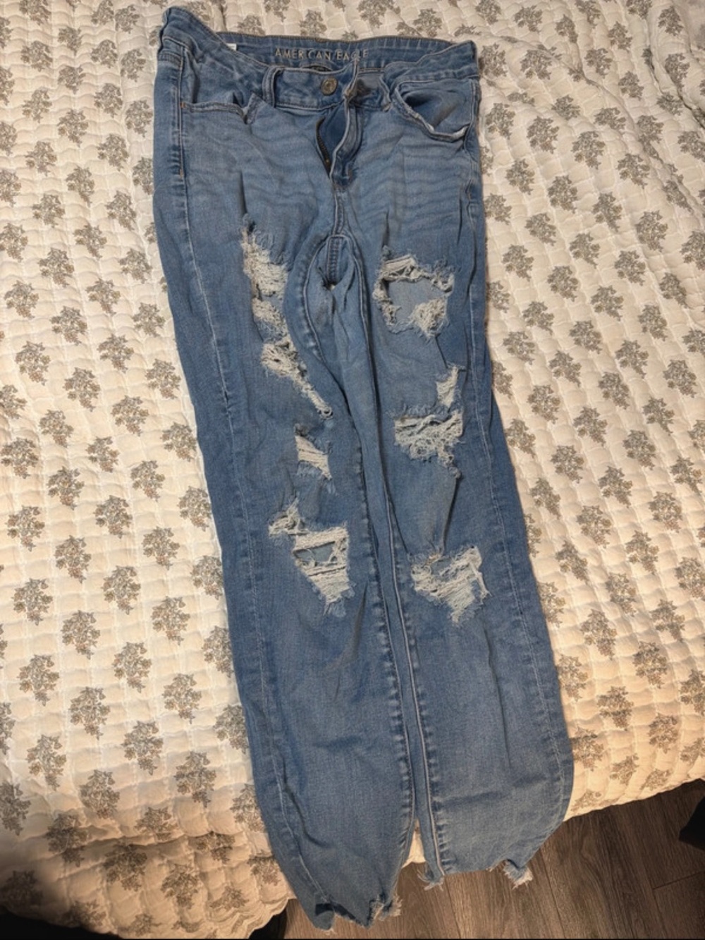 American Eagle Outfitters Distressed Light Blue Boyfriend Jeans